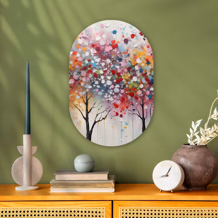 Kunst - Bomen - Natuur - Acryl Wandcirkel Ovaal Forex klein -sfeer2