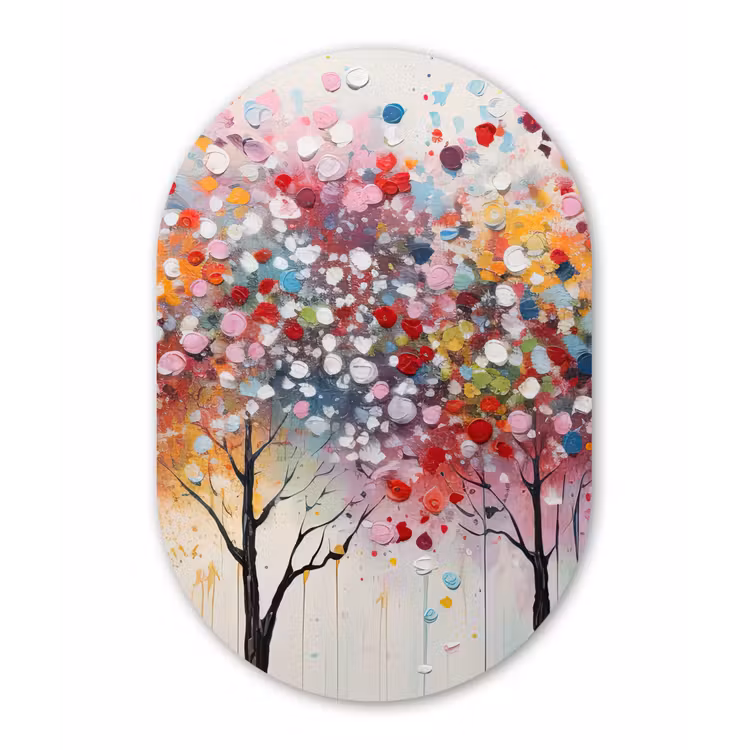 Kunst - Bomen - Natuur - Acryl Wandcirkel Ovaal Forex klein -3d