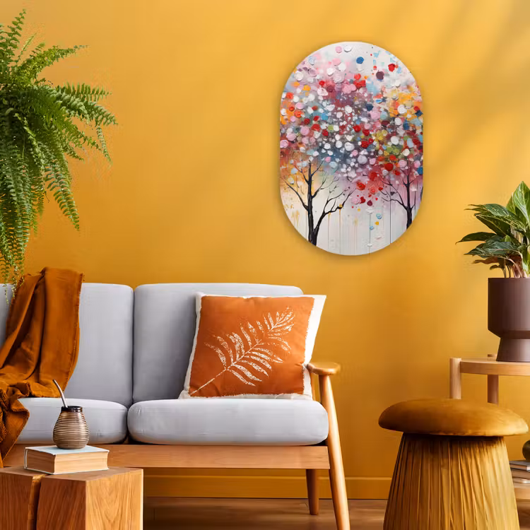 Kunst - Bomen - Natuur - Acryl Wandcirkel Ovaal Forex klein -sfeer4
