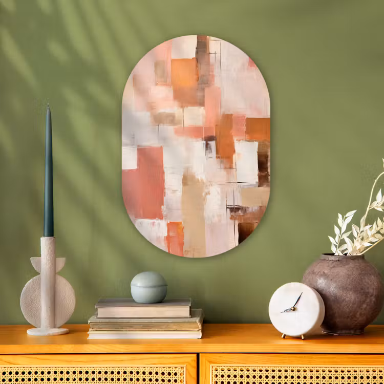 Kunst - Roze - Abstract Wandcirkel Ovaal Forex klein -sfeer2