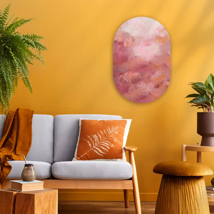 Kunst - Vloeiend - Pastel - Abstract Wandcirkel Ovaal Forex klein -sfeer4