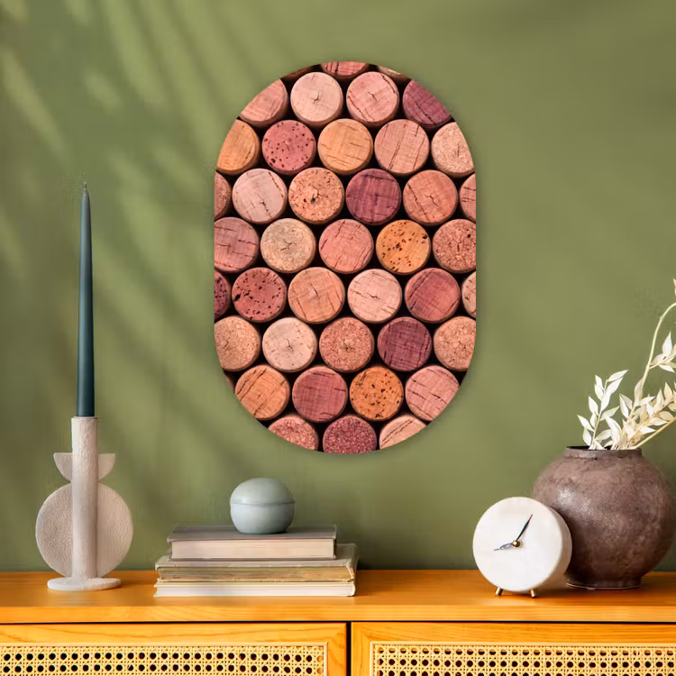 Kurk - Patroon - Abstract - Modern - Rood Wandcirkel Ovaal Forex klein -sfeer2