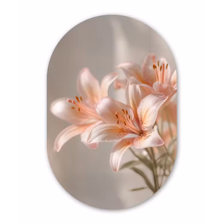 Lelies - Meeldraden - Roze - Wazig Wandcirkel Ovaal Forex klein -3d