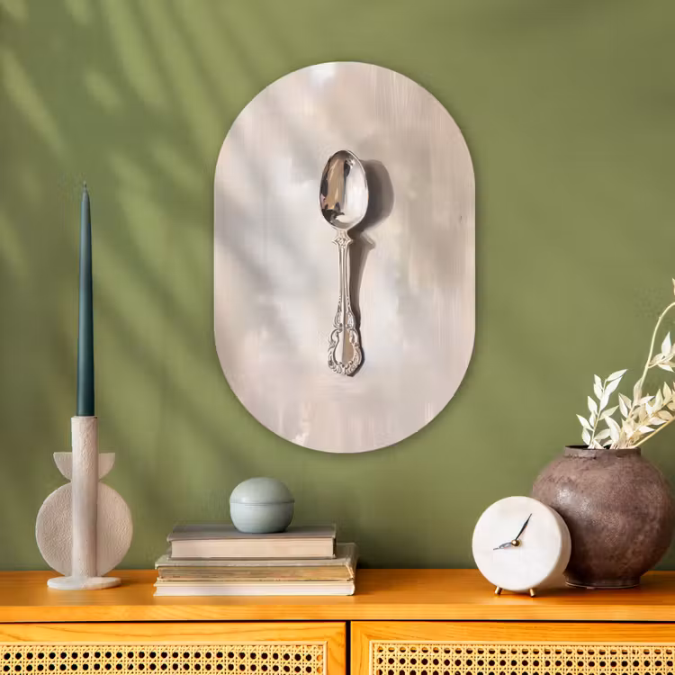 Lepel - Verf - Zilver Wandcirkel Ovaal Forex klein -sfeer2