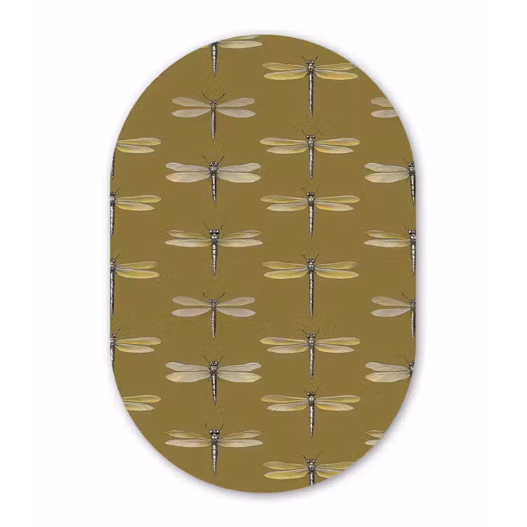Libellen - Patroon - Groen Wandcirkel Ovaal Forex klein 630 -3d