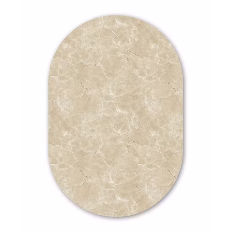 Lichtbeige - Marmer - Diffusie adering Wandcirkel Ovaal Forex klein 630 -3d