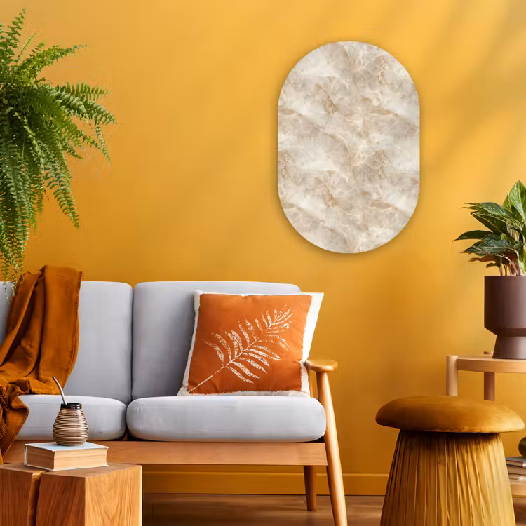 Lichtbeige - Onyx - Subtiel Wandcirkel Ovaal Forex klein 630 -sfeer4