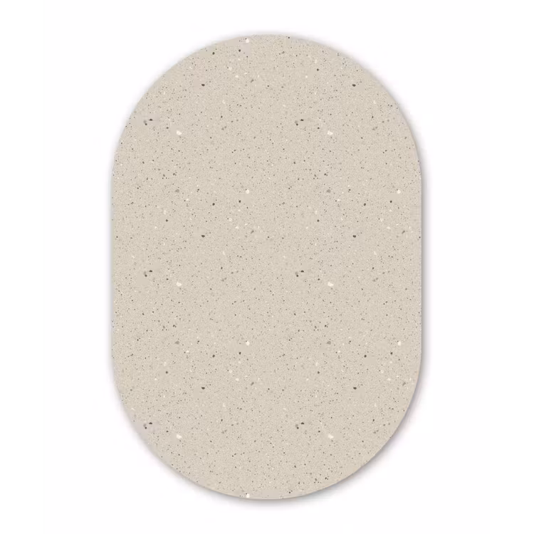 Lichtbeige - Terrazzo - Grijs Wandcirkel Ovaal Forex klein 630 -3d