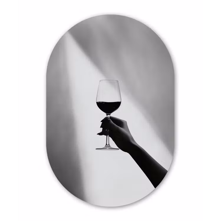 Lichtinval - Wijn - Rood - Glas Wandcirkel Ovaal Forex klein -3d