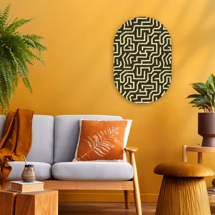 Lijnen - Abstract - Groen Wandcirkel Ovaal Forex klein 630 -sfeer4