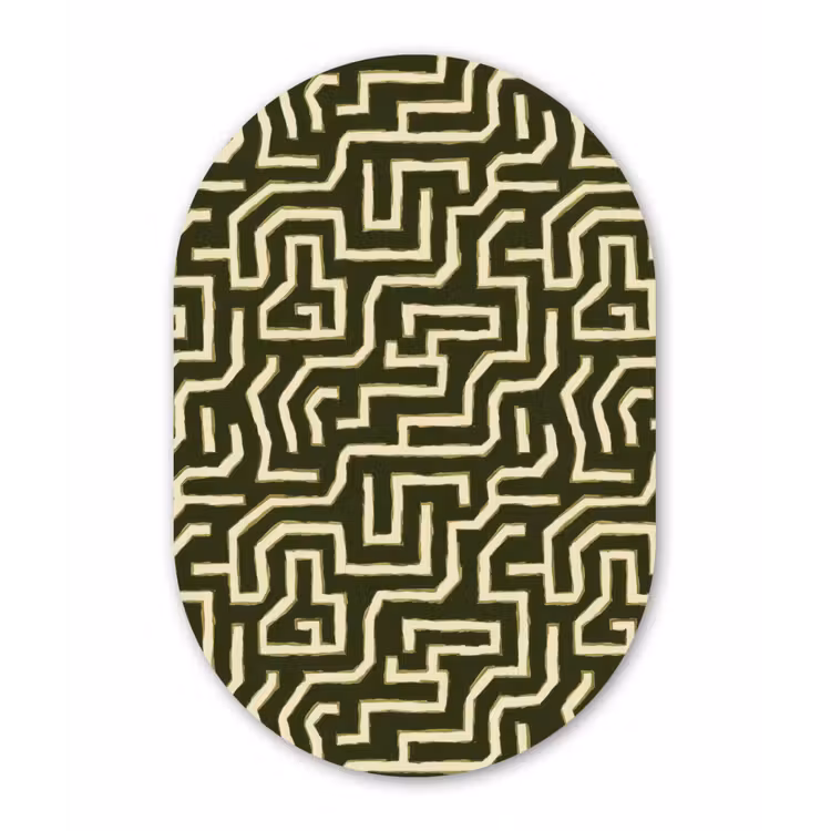 Lijnen - Abstract - Groen Wandcirkel Ovaal Forex klein 630 -3d