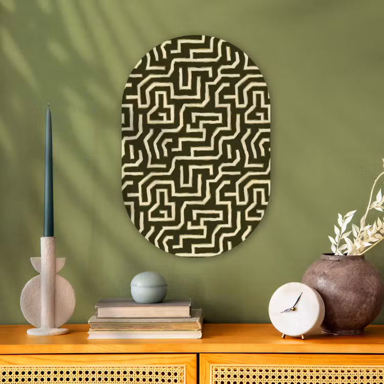 Lijnen - Abstract - Groen Wandcirkel Ovaal Forex klein 630 -sfeer2