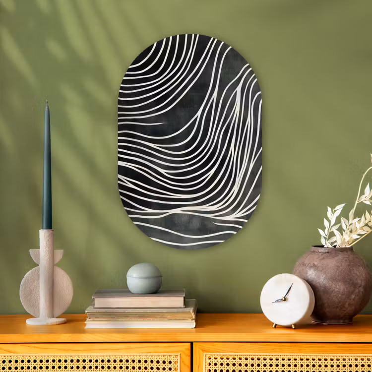 Lijnen - Patroon - Abstract - Wit Wandcirkel Ovaal Forex klein -sfeer2