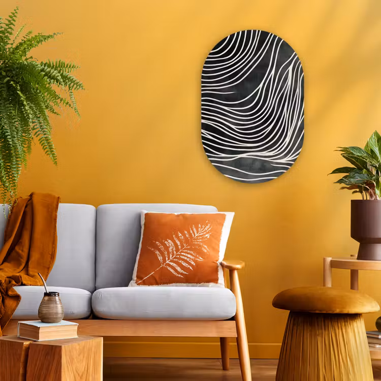 Lijnen - Patroon - Abstract - Wit Wandcirkel Ovaal Forex klein -sfeer4