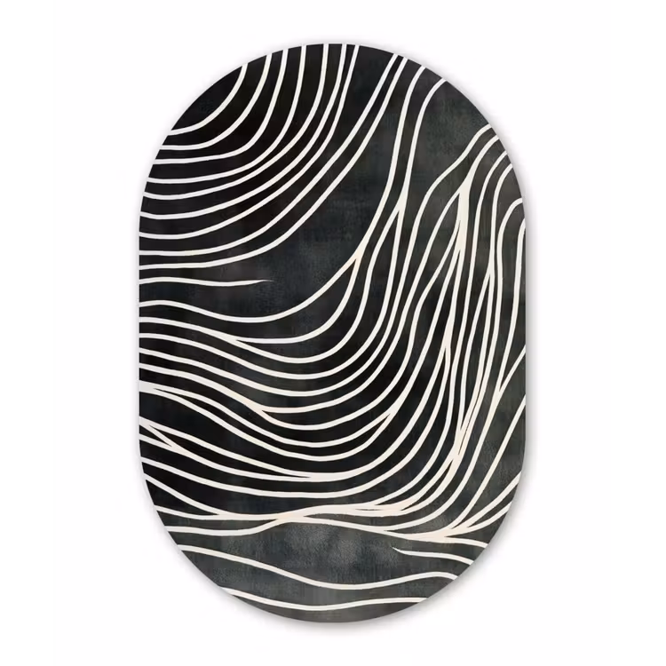 Lijnen - Patroon - Abstract - Wit Wandcirkel Ovaal Forex klein -3d
