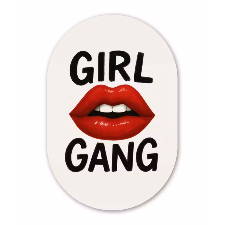 Lip - Girl - Rood - Letters Wandcirkel Ovaal Forex klein -3d