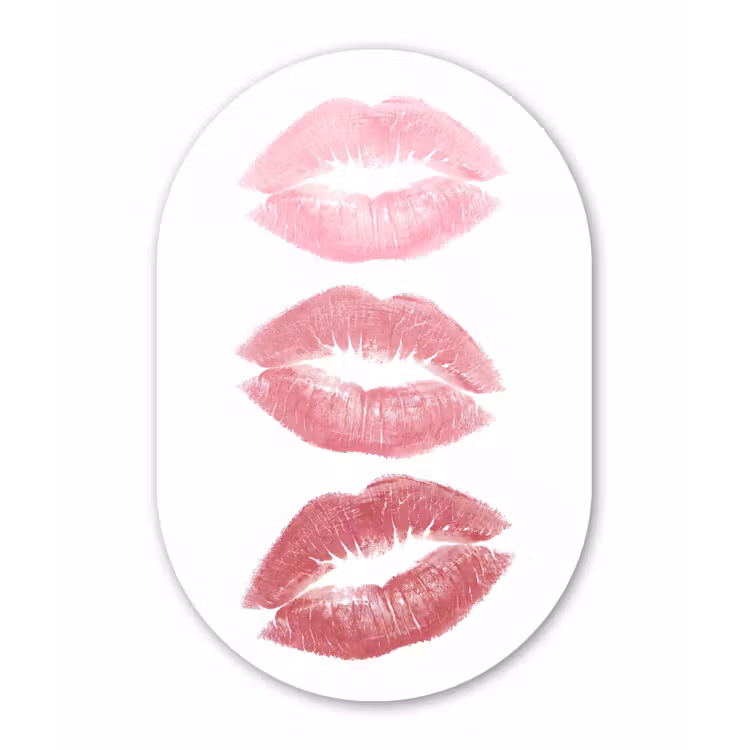 Lippen - Kusafdruk - Roze - Modern - Abstract Wandcirkel Ovaal Forex klein -3d