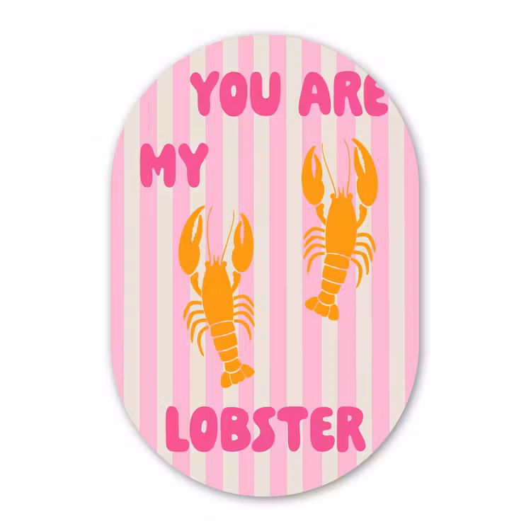 Lobster - Love - Valentijn Wandcirkel Ovaal Forex klein -3d