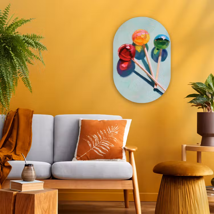 Lollys - Schaduw - Drie - Blauw Wandcirkel Ovaal Forex klein -sfeer4
