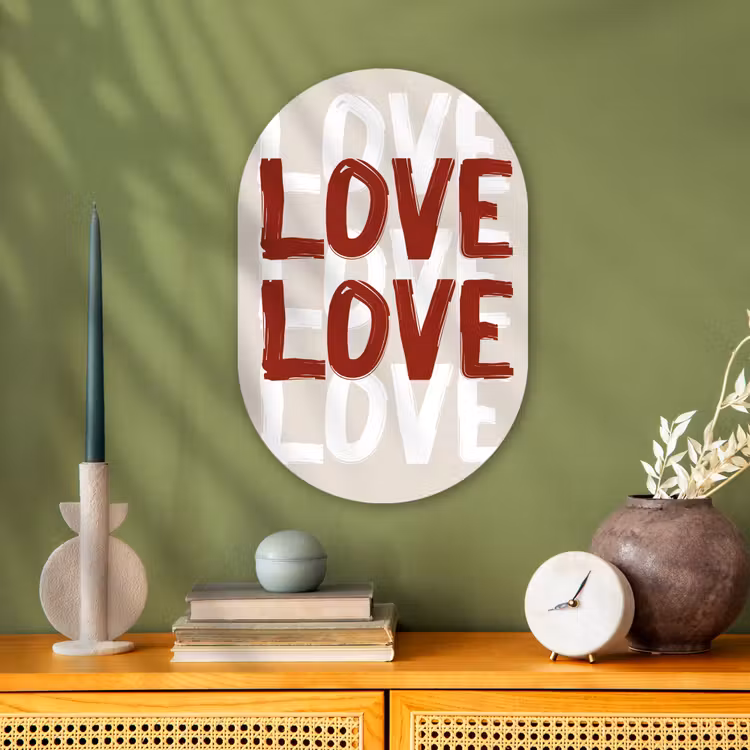 Love - Rood - Tekst Wandcirkel Ovaal Forex klein -sfeer2