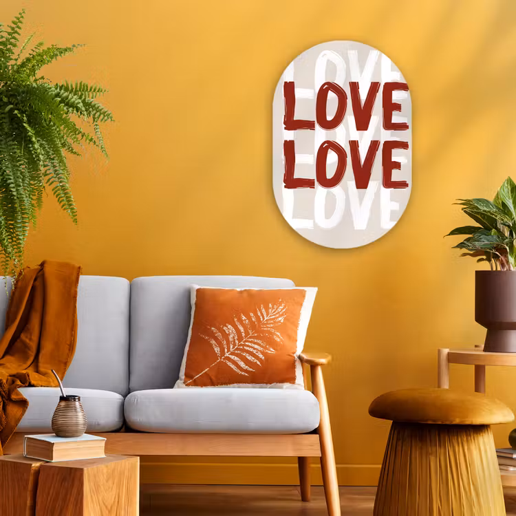 Love - Rood - Tekst Wandcirkel Ovaal Forex klein -sfeer4