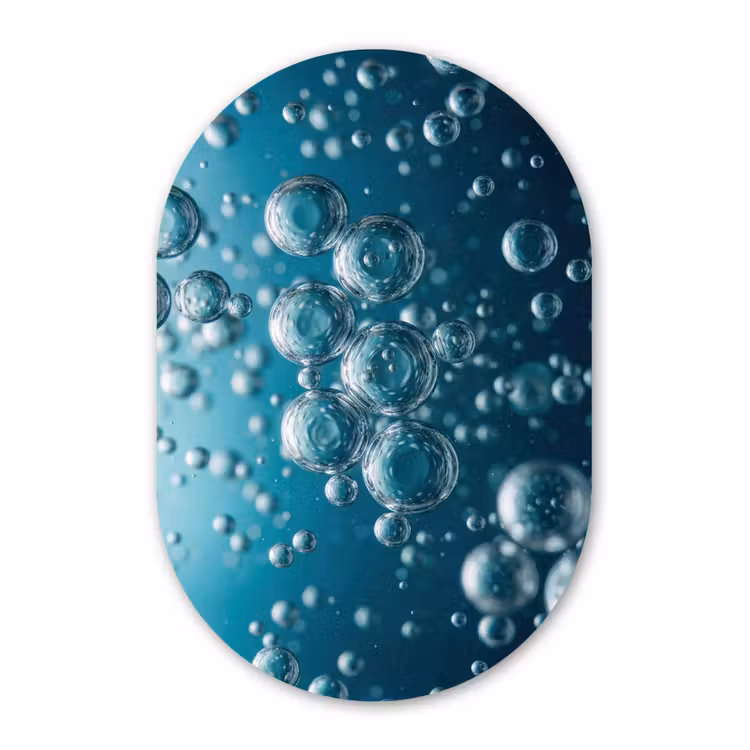 Luchtbellen - Dynamisch - Blauw Wandcirkel Ovaal Forex klein -3d