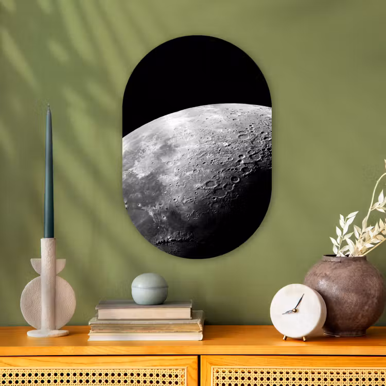 Muurovaal - Maan - Kraters - Ruimte - Maan - Kraters - Ruimte Wandcirkel Ovaal Forex klein