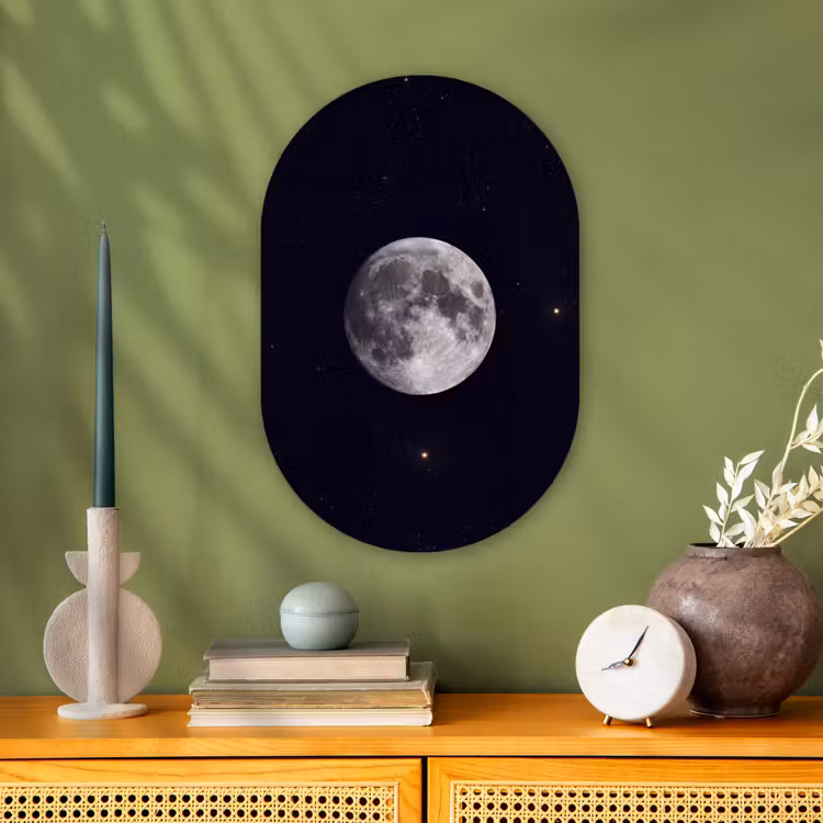 Muurovaal - Maan - Sterren - Ruimte - Maan - Sterren - Ruimte Wandcirkel Ovaal Forex klein