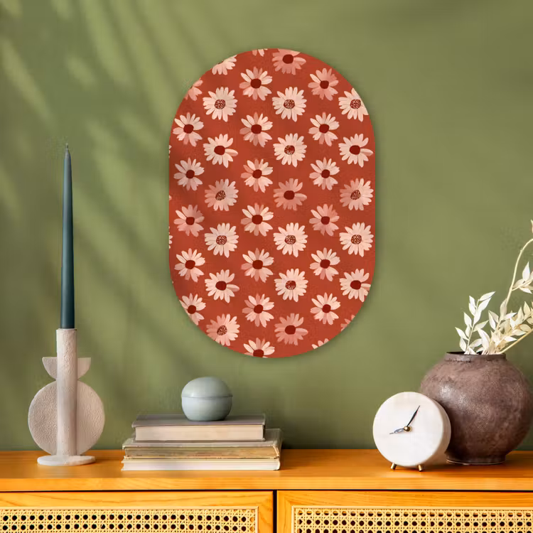 Madelief - Retro - Terracotta Wandcirkel Ovaal Forex klein 630 -sfeer2