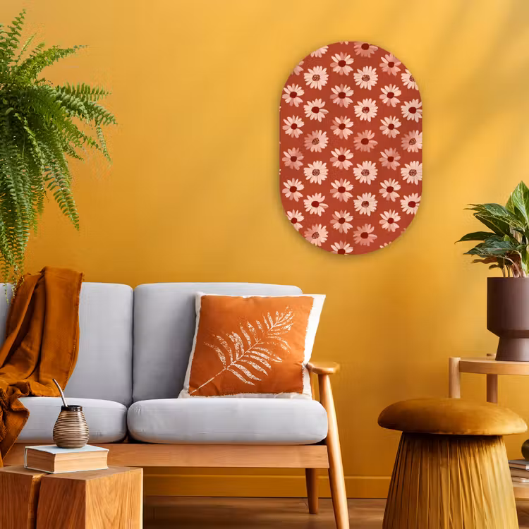 Madelief - Retro - Terracotta Wandcirkel Ovaal Forex klein 630 -sfeer4
