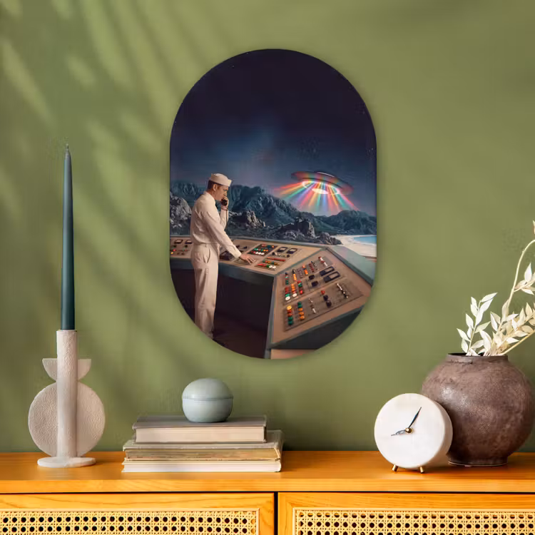 Muurovaal - Man - Controlekamer - Strand - Man - Controlekamer - Strand Wandcirkel Ovaal Forex klein