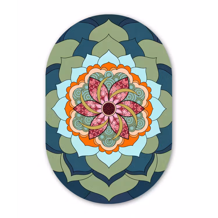Mandala - Geometrisch - Kunst - Decoratief - Kleurrijk Wandcirkel Ovaal Forex klein -3d