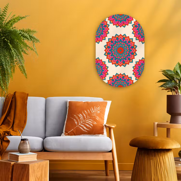 Mandala - Patroon - Abstract - Kleurrijk - Modern Wandcirkel Ovaal Forex klein -sfeer4