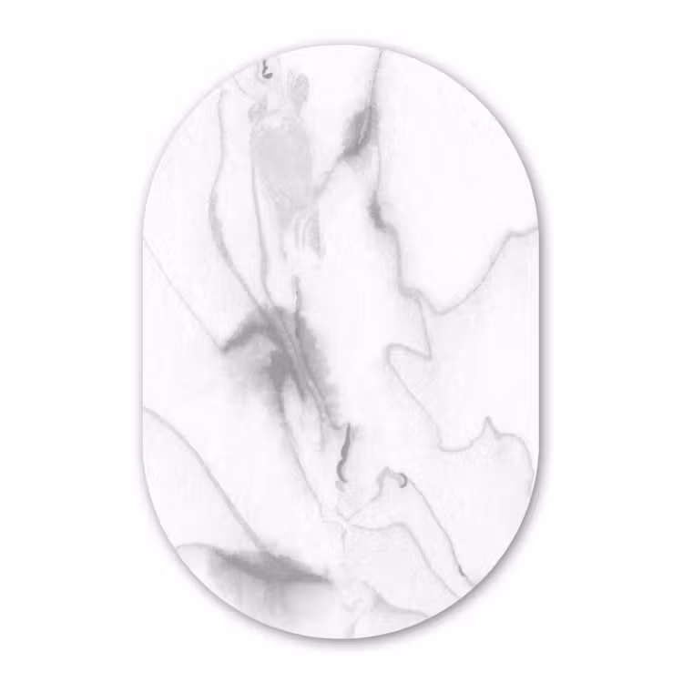 Marmer - Grijs - Wit - Abstract - Marmerlook Wandcirkel Ovaal Forex klein -3d
