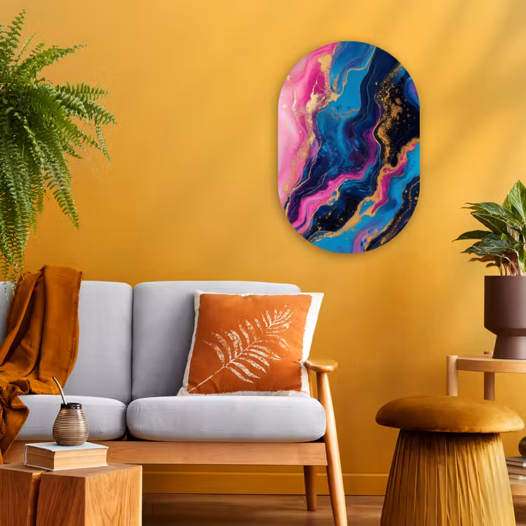 Marmer - Modern - Goud Wandcirkel Ovaal Forex klein -sfeer4