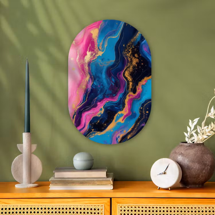 Marmer - Modern - Goud Wandcirkel Ovaal Forex klein -sfeer2