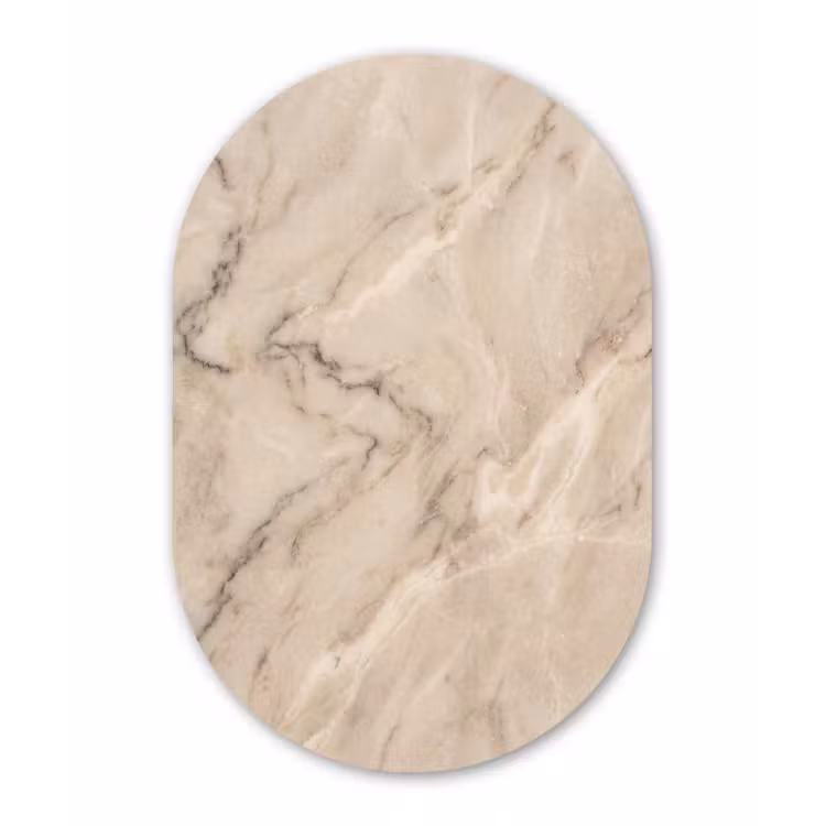 Marmer - Patroon - Abstract - Modern - Beige Wandcirkel Ovaal Forex klein -3d