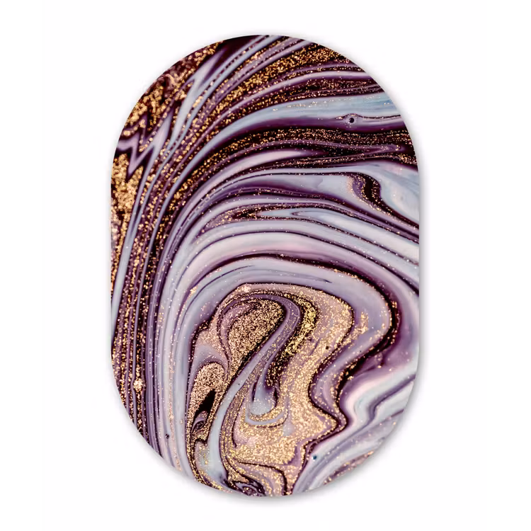 Marmer - Roze - Goud - Glitter - Marmerlook - Luxe Wandcirkel Ovaal Forex klein -3d