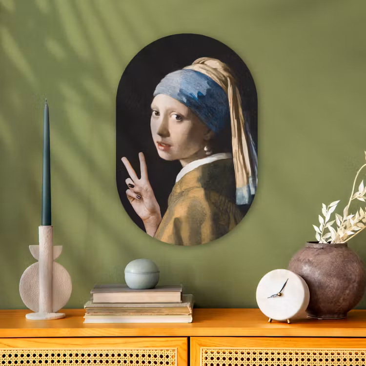 Meisje met de parel - Johannes Vermeer - Peace Wandcirkel Ovaal Forex klein -sfeer2