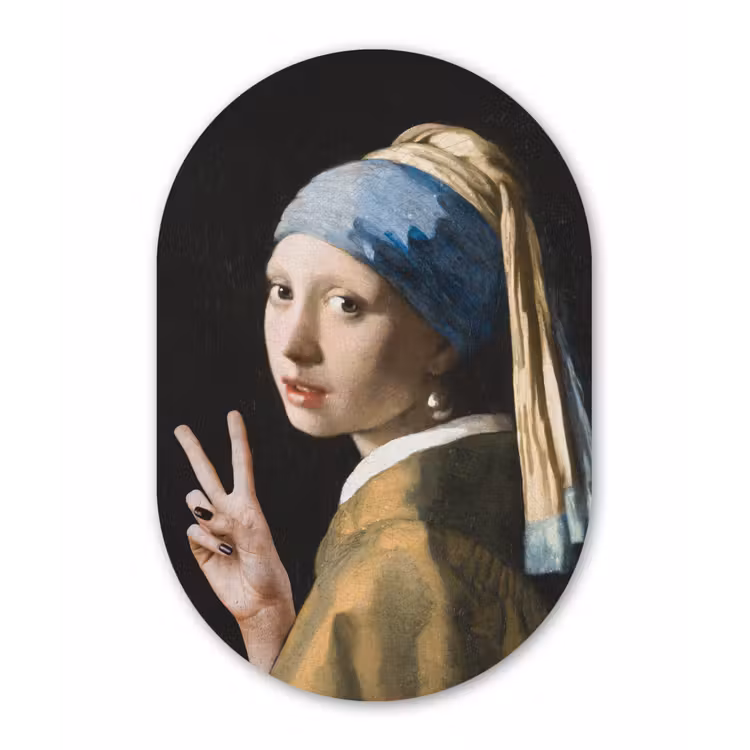 Meisje met de parel - Johannes Vermeer - Peace Wandcirkel Ovaal Forex klein -3d