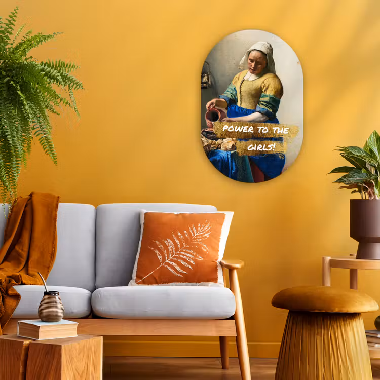 Melkmeisje - Goud - Quotes - Schilderij - Oude meesters Wandcirkel Ovaal Forex klein -sfeer4