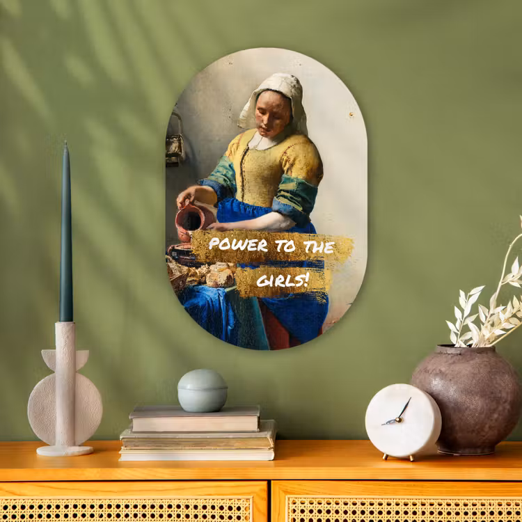 Melkmeisje - Goud - Quotes - Schilderij - Oude meesters Wandcirkel Ovaal Forex klein -sfeer2