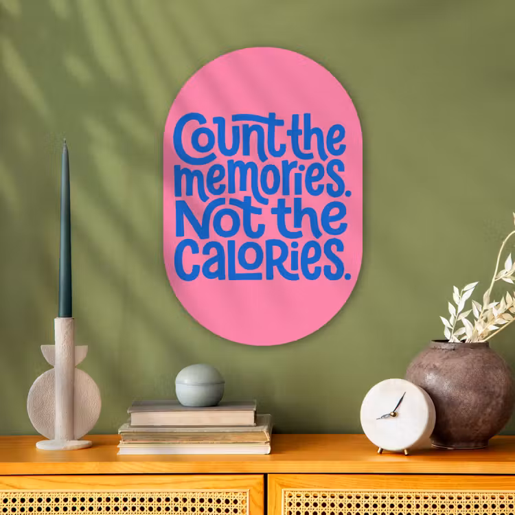 Memories - Roze - Blauw - Quote Wandcirkel Ovaal Forex klein -sfeer2
