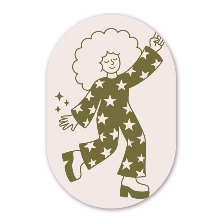Mensen - Dansend - Feest - Vintage - Groen Wandcirkel Ovaal Forex klein -3d