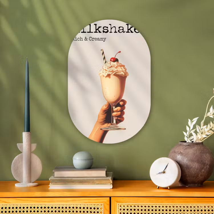 Milkshake - Kers - Rietje Wandcirkel Ovaal Forex klein -sfeer2