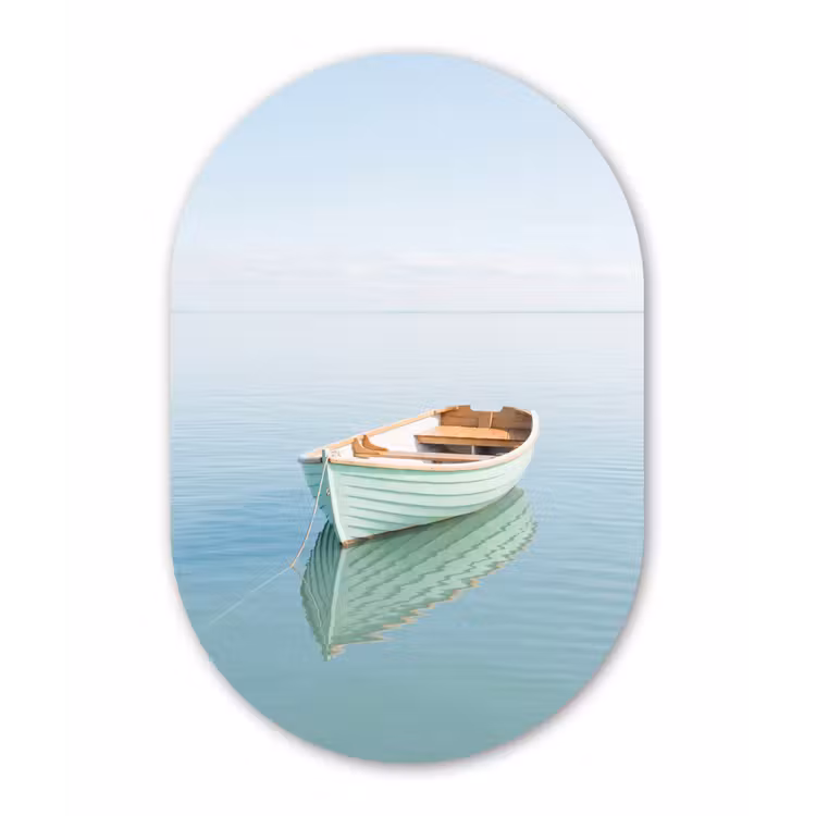 Minimalistisch - Boot - Zee Wandcirkel Ovaal Forex klein -3d
