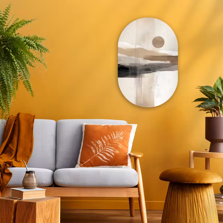 Minimalistisch - Landschap - Dimensie Wandcirkel Ovaal Forex klein -sfeer4