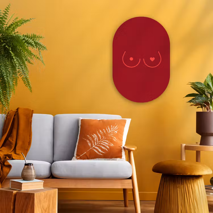 Minimalistisch - Lijnillustratie - Rood Wandcirkel Ovaal Forex klein -sfeer4