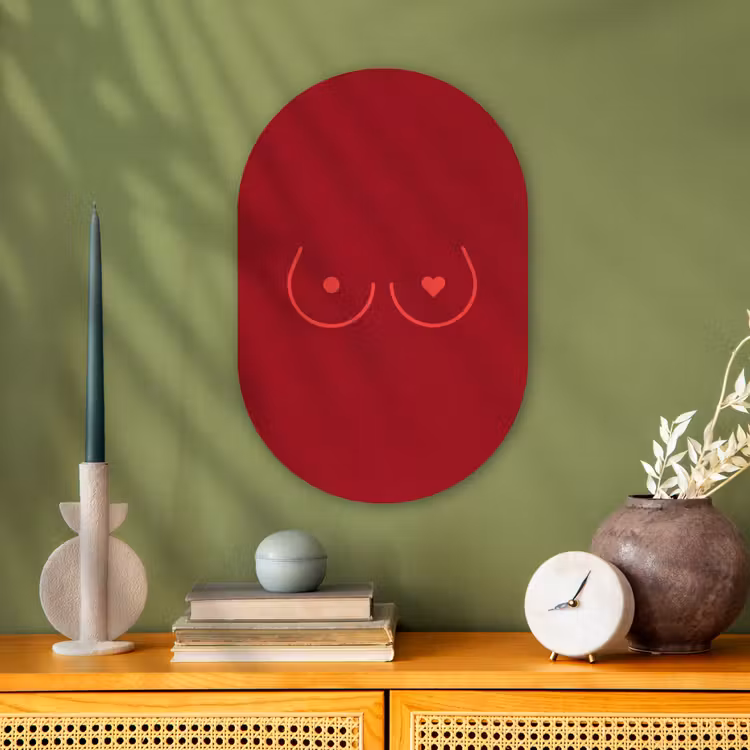 Minimalistisch - Lijnillustratie - Rood Wandcirkel Ovaal Forex klein -sfeer2