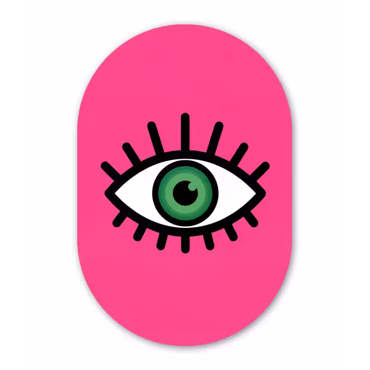 Minimalistisch - Oog - Roze Wandcirkel Ovaal Forex klein -3d